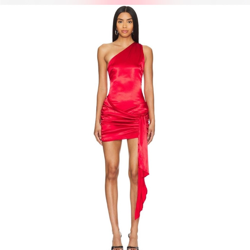 Elegant Red One-Shoulder Dress - Superdown - Dannika Mini Dress in Red